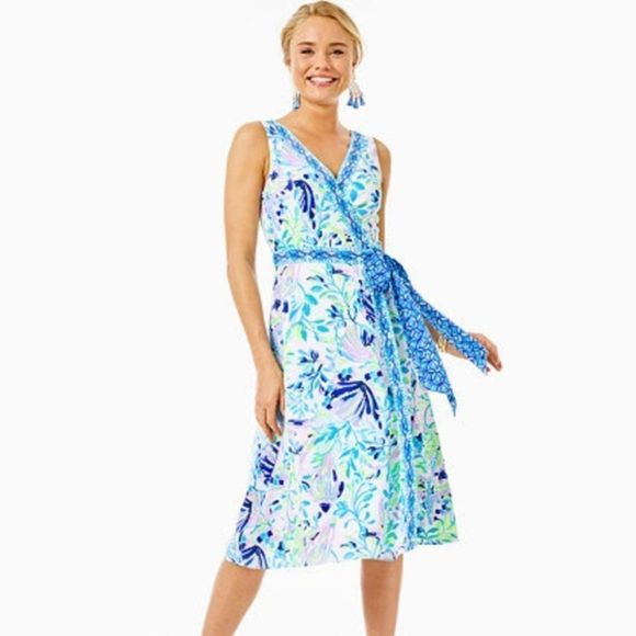 Lilly Pulitzer Dresses & Skirts - LILLY PULITZER Shaylee Stretch Midi Dress Shell Beach 10